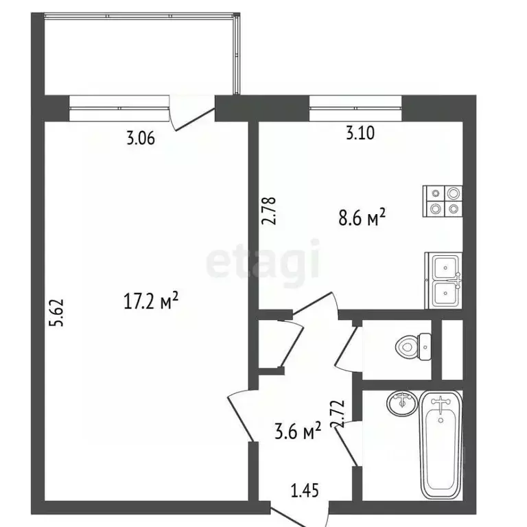 1-к кв. Московская область, Раменский муниципальный округ, Удельная ... - Фото 2