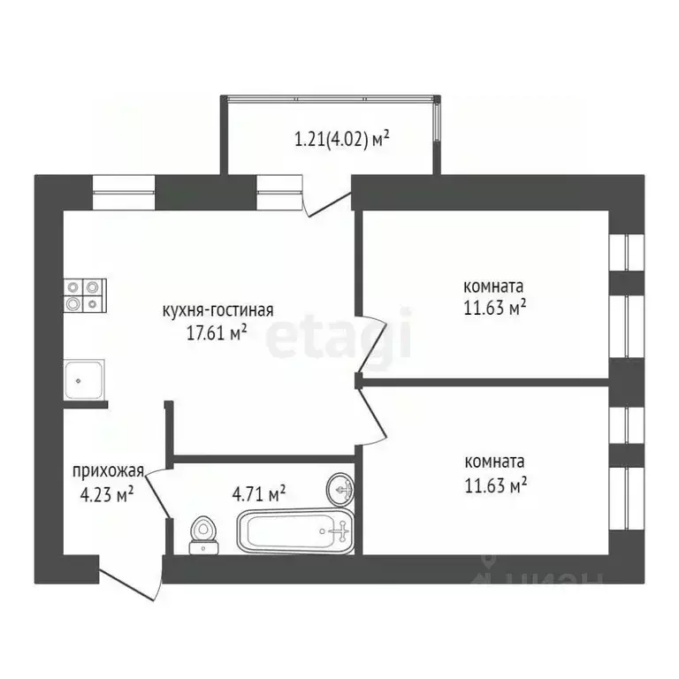 2-к кв. Ростовская область, Аксай ул. Строителей, 10/6к4 (58.83 м) - Фото 1
