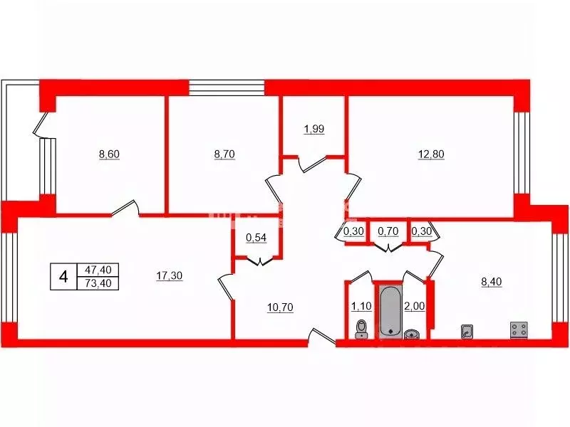 4-к кв. Ленинградская область, Коммунар г. Гатчинский муниципальный ... - Фото 2
