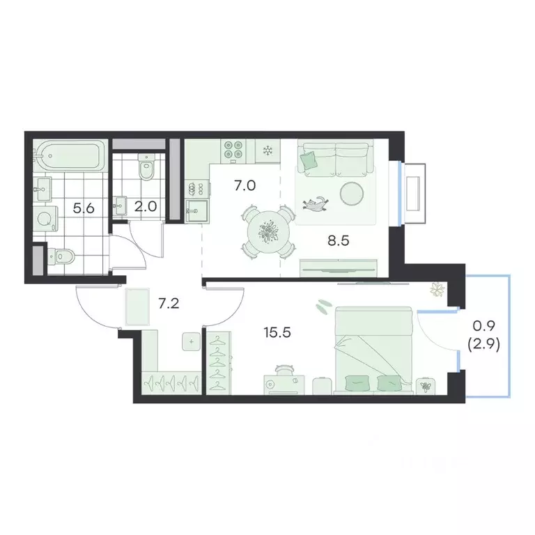 2-к кв. Московская область, Раменское G3 Михалевич жилой комплекс ... - Фото 1