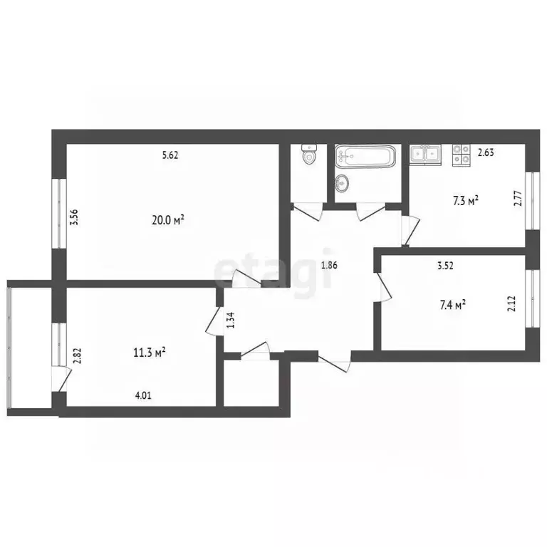 3-к кв. Коми, Ухта пос. Дальний, ул. Авиационная, 1 (61.7 м) - Фото 1