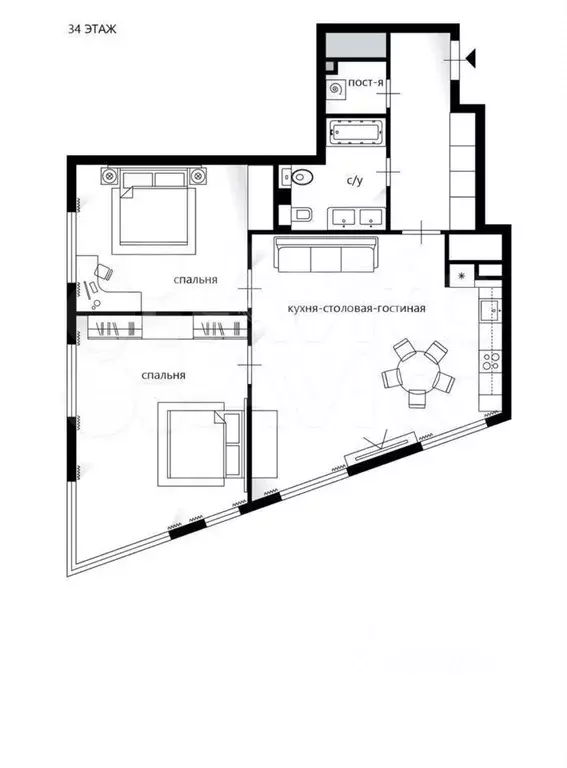 3-к. квартира, 90 м, 34/37 эт. - Фото 0