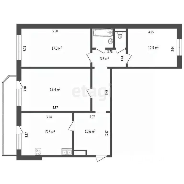 3-к кв. Тюменская область, Тюмень Восточный мкр, ул. Моторостроителей, ... - Фото 1
