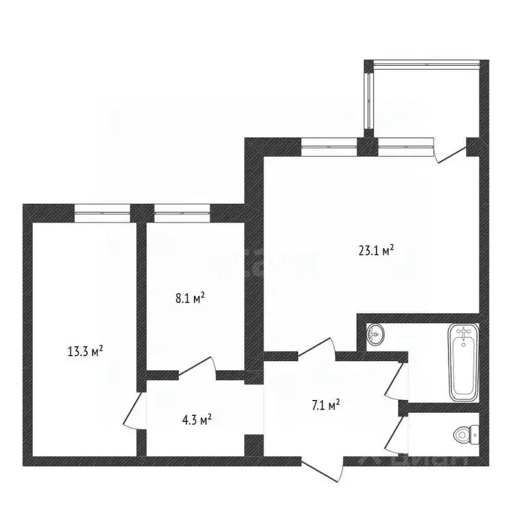 2-к кв. Нижегородская область, Нижний Новгород Обозный пер., 2 (61.7 ... - Фото 2