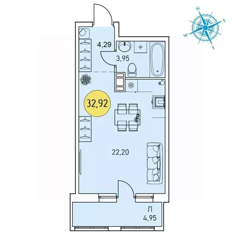 Студия Архангельская область, Архангельск Котласская ул., 30 (32.92 м) - Фото 0