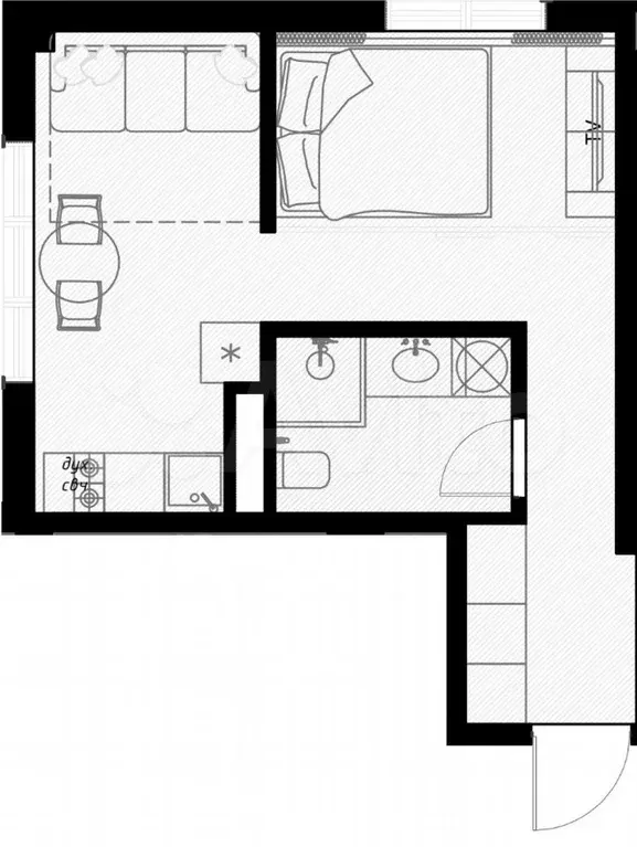 1-к. квартира, 30,1 м, 7/7 эт. - Фото 0