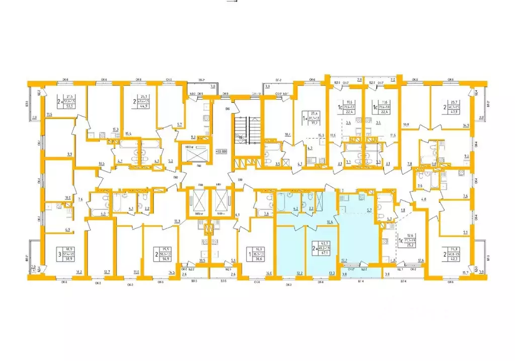 2-к кв. Башкортостан, Уфа Инорс-4Б мкр, Акварель жилой комплекс (66.6 ... - Фото 2