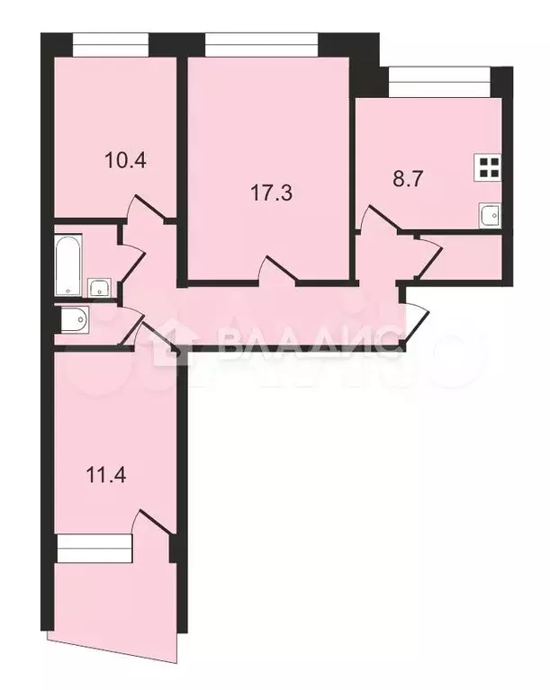 3-к. квартира, 65 м, 8/9 эт. - Фото 0