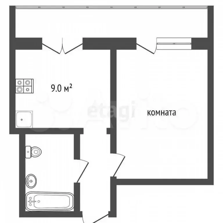 1-к. квартира, 36,9 м, 2/9 эт. - Фото 0