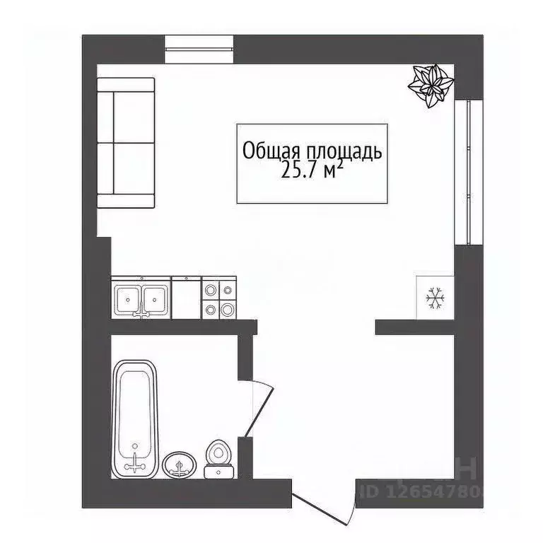 Студия Новосибирская область, Новосибирск Северо-Чемской жилмассив, ... - Фото 2