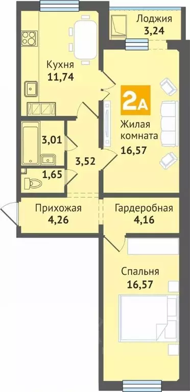 2-к кв. Марий Эл, Медведево городское поселение, Медведево пгт, Ясная ... - Фото 0