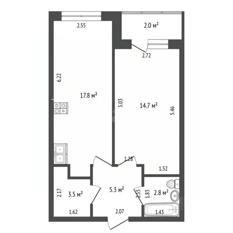 2-к кв. Москва ул. Медовая Долина, 1к2 (46.0 м) - Фото 2