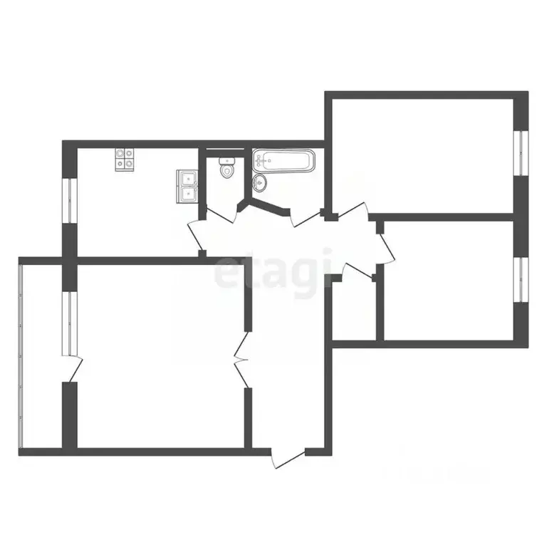 3-к кв. Ханты-Мансийский АО, Нягань 3-й мкр, 1 (65.9 м) - Фото 1