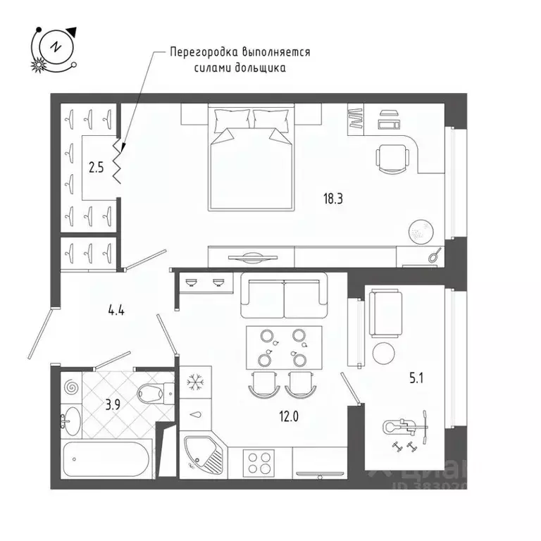 1-к кв. Санкт-Петербург Белоостровская ул., 28 (43.6 м) - Фото 0