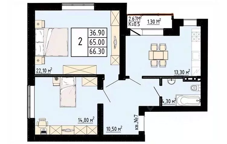 2-к кв. Ленинградская область, Коммунар г. Гатчинский муниципальный ... - Фото 1