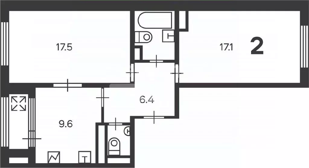 2-к кв. Москва ул. Маршала Еременко, 5к1 (55.4 м) - Фото 2