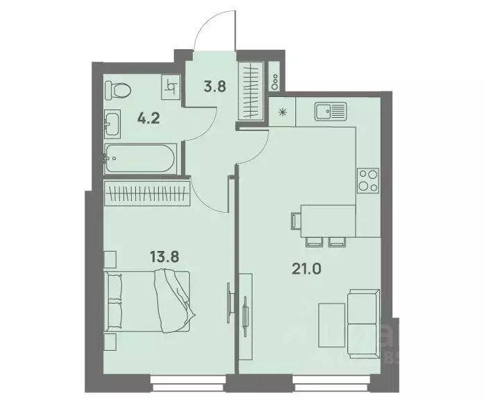 2-к кв. Пермский край, Пермь Трамвайная ул., 27 (41.6 м) - Фото 1