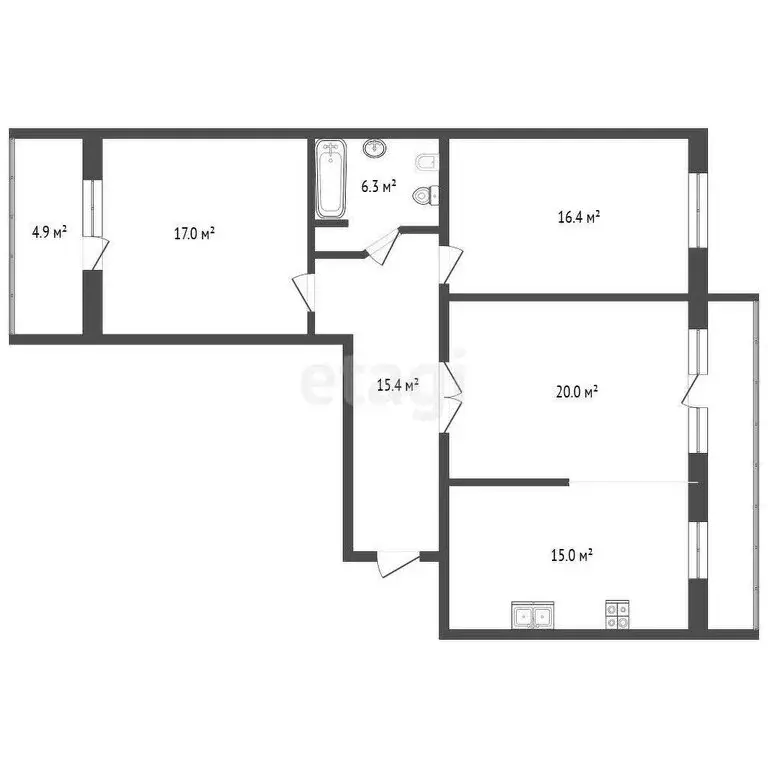 3-комнатная квартира: Калининград, улица Герцена, 1Ж (98 м) - Фото 0