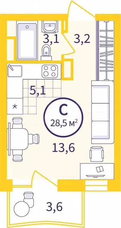 Квартира-студия, 26 м, 7/9 эт. - Фото 0