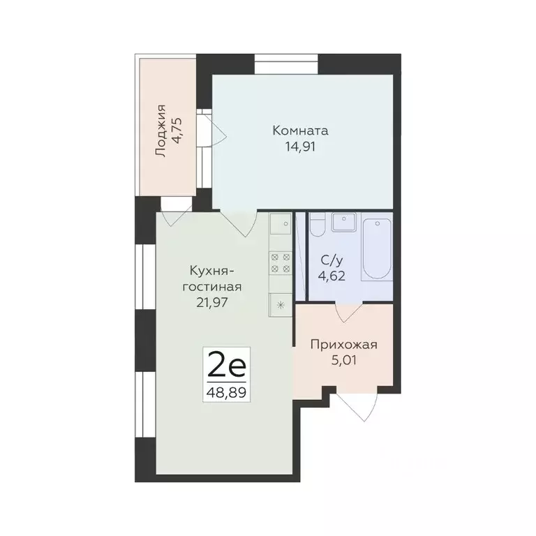 2-к кв. Воронежская область, Воронеж ул. Матросова, 60 (48.89 м) - Фото 1