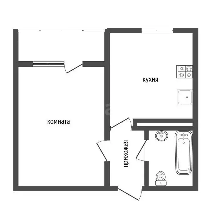 1-комнатная квартира: посёлок Отрадное, Романтическая улица, 2 (33.9 ... - Фото 1