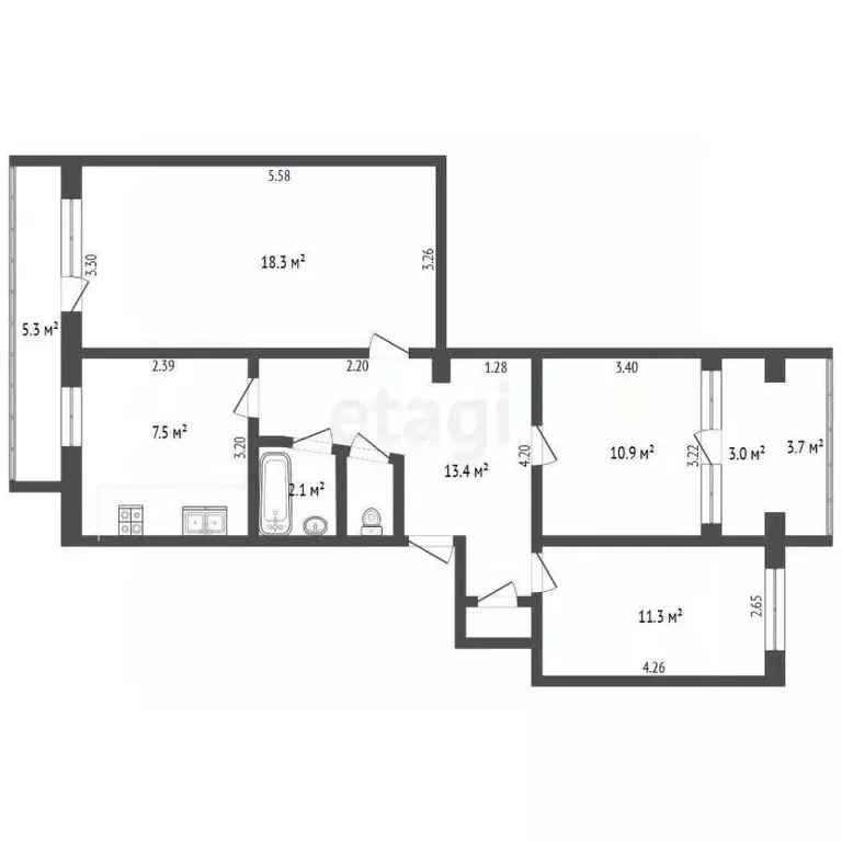 3-к кв. Крым, Евпатория ул. 5-й Авиагородок, 14 (65.4 м) - Фото 2