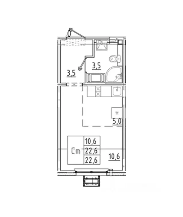 Студия Санкт-Петербург дор. Муринская, 8к2 (22.6 м) - Фото 1
