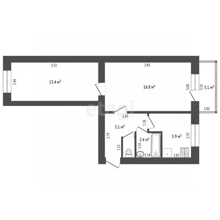2-к кв. Московская область, Дмитров Опорный проезд, 2 (45.7 м) - Фото 1