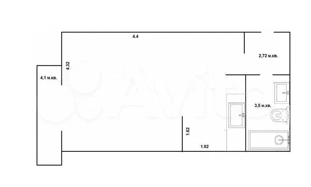 Квартира-студия, 25,6 м, 2/6 эт. - Фото 0