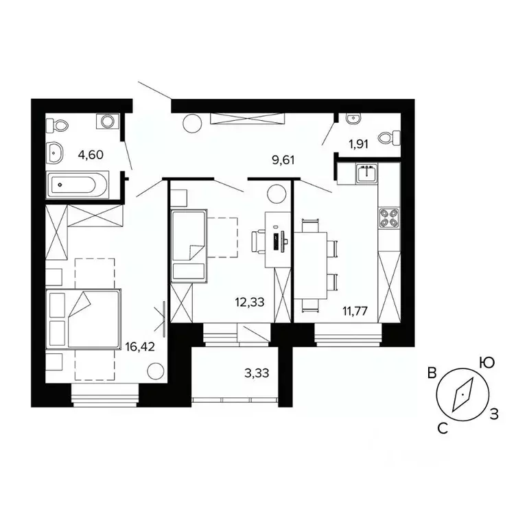 2-к кв. Свердловская область, Березовский ул. Победы, 7 (57.3 м) - Фото 0