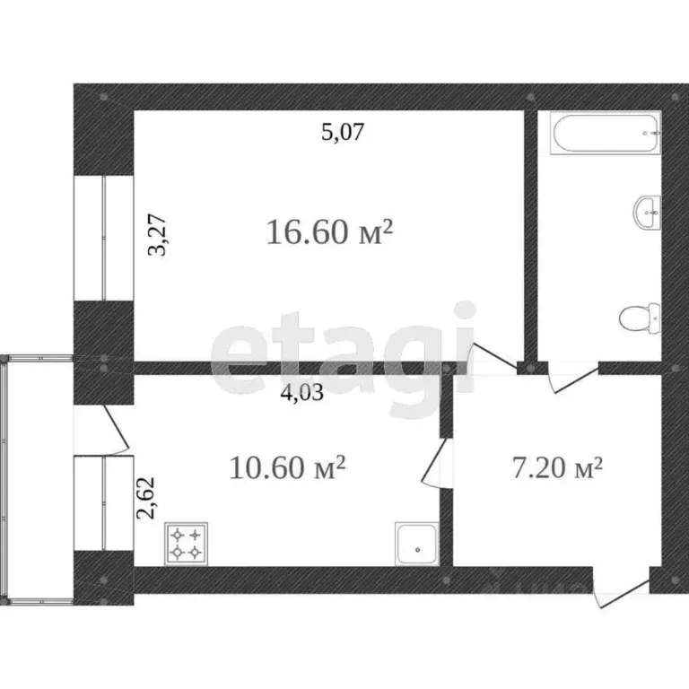 1-к кв. Вологодская область, Вологда ул. Гагарина, 2Ак2 (39.4 м) - Фото 2