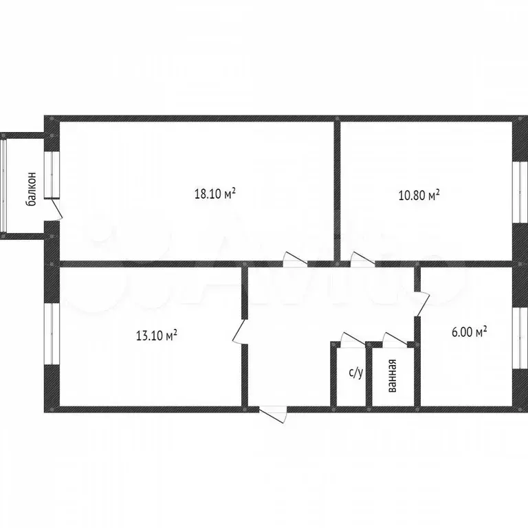 3-к. квартира, 59 м, 1/9 эт. - Фото 0