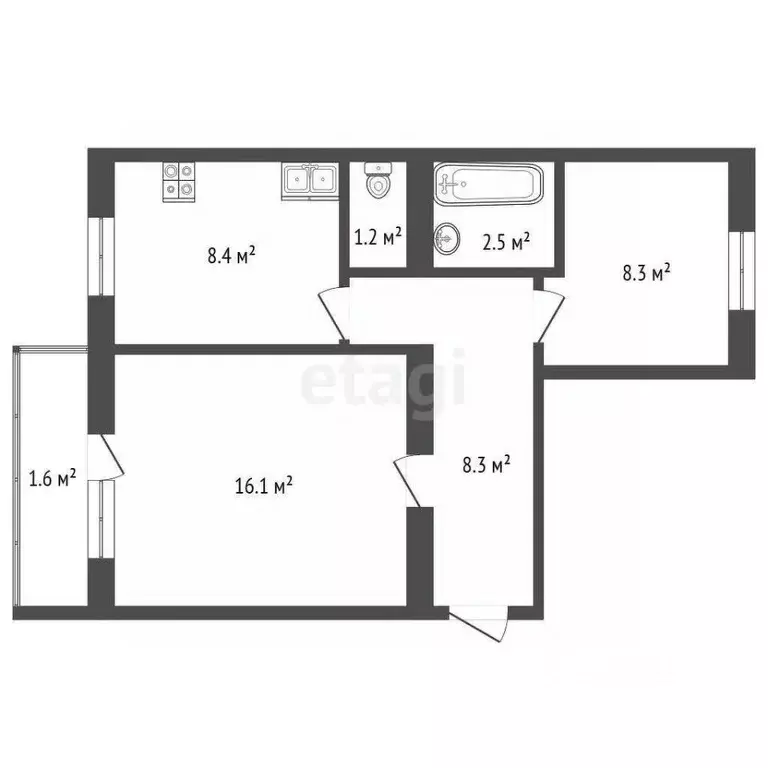 2-к кв. Вологодская область, Вологда ул. Летчика Каберова, 3А (45.2 м) - Фото 2