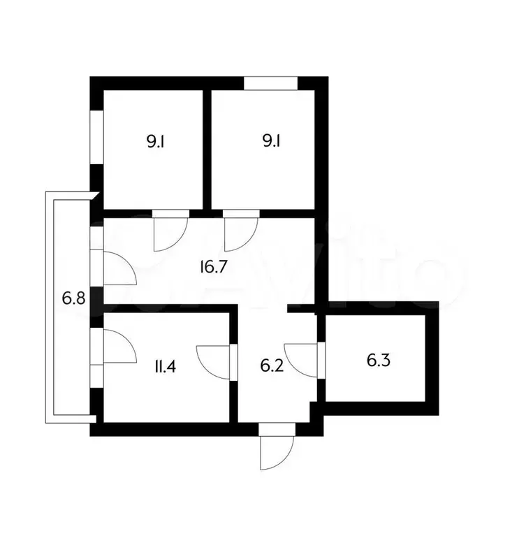 3-к. квартира, 66 м, 5/5 эт. - Фото 0