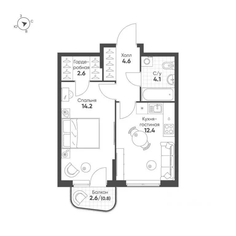 1-к кв. Свердловская область, Екатеринбург Солнечный жилрайон,  (38.7 ... - Фото 1