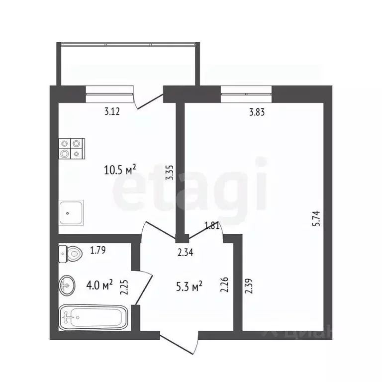 1-к кв. Тюменская область, Тюмень ул. Станционная, 26В/1 (39.4 м) - Фото 2