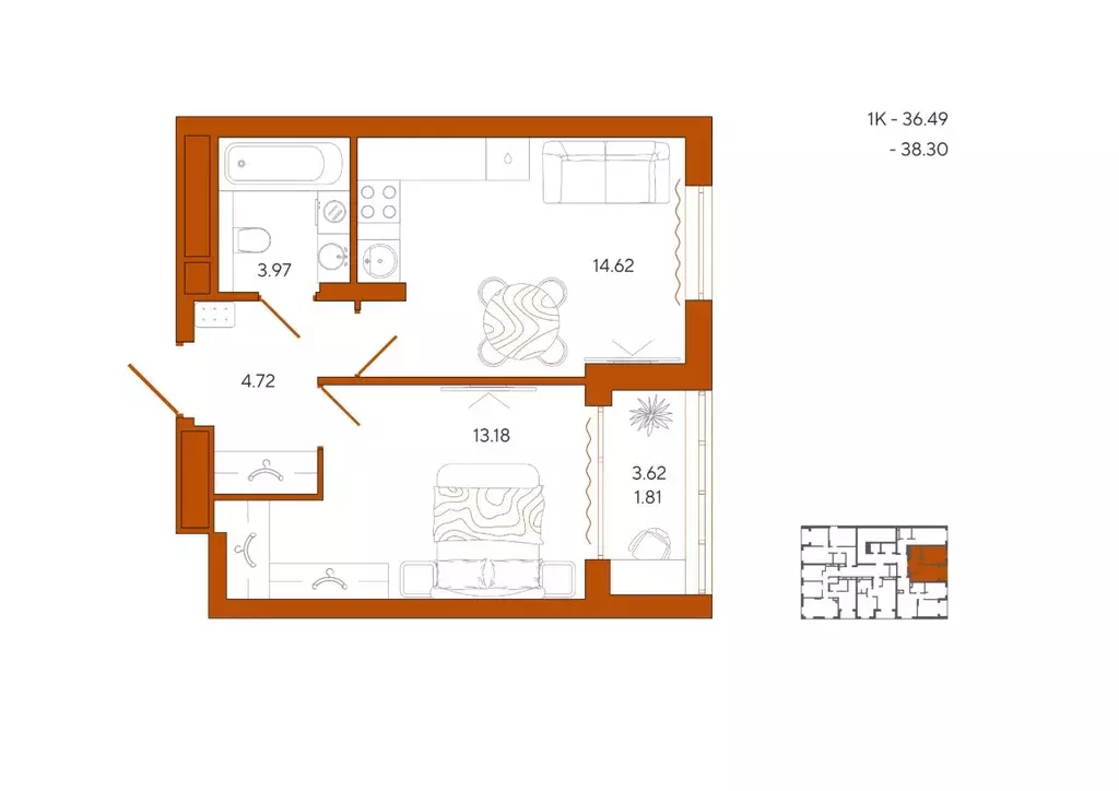 1-к кв. Пензенская область, Пенза Терра жилой комплекс (38.3 м) - Фото 1