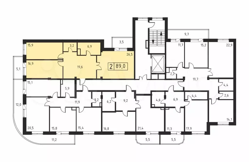 2-к. квартира, 89 м, 4/10 эт. - Фото 0