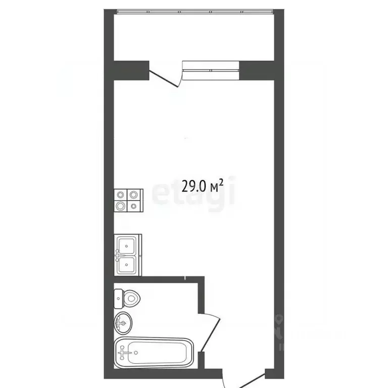 Студия Крым, Ялта ул. Войкова, 39Ак1 (29.0 м) - Фото 2
