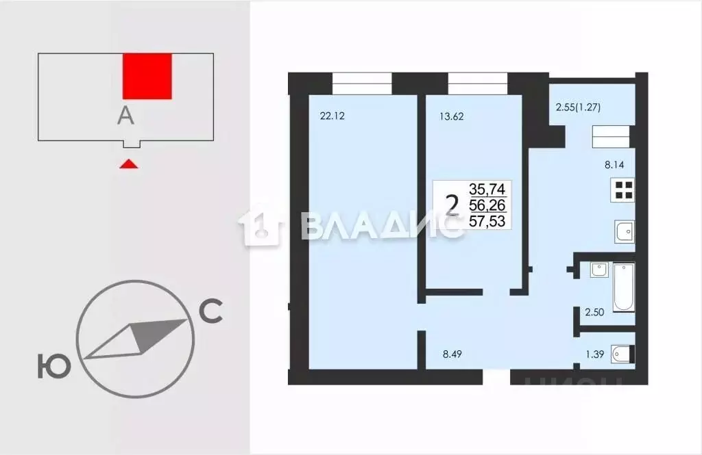 2-к кв. Коми, Сыктывкар ул. Панева, 3 (57.53 м) - Фото 1