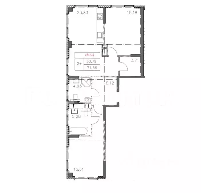 2-к кв. Москва Нагатинская ул., к2вл1 (75.0 м) - Фото 1