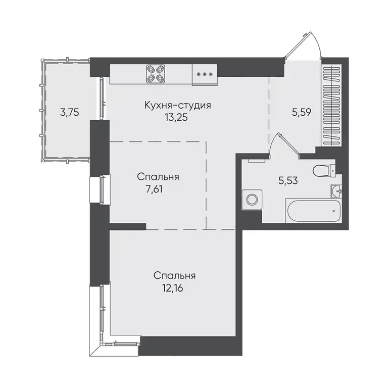 1-к кв. Иркутская область, Иркутск ул. Касьянова, 1А (47.89 м) - Фото 0