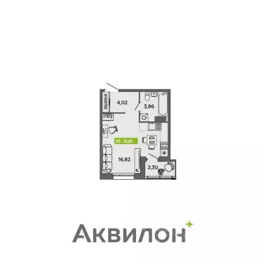 Студия Архангельская область, Архангельск 6-й мкр,  (25.85 м) - Фото 0