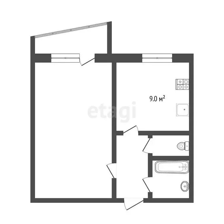 1-комнатная квартира: Тюмень, улица Домостроителей, 14 (33 м) - Фото 1