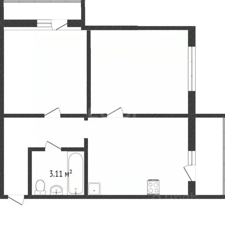 2-к кв. Вологодская область, Вологда ул. Гагарина, 80 (44.8 м) - Фото 2