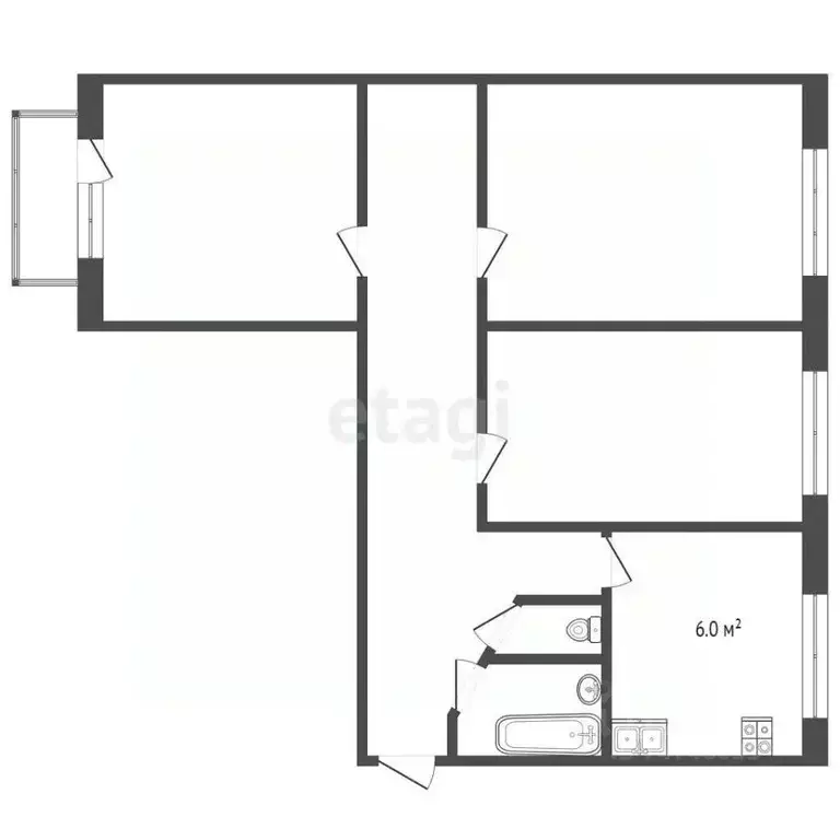 3-к кв. Крым, Евпатория ул. Некрасова, 49 (59.1 м) - Фото 2