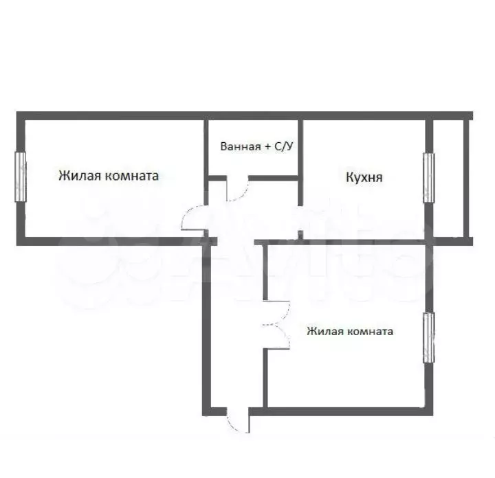 2-к. квартира, 49 м, 4/5 эт. - Фото 0
