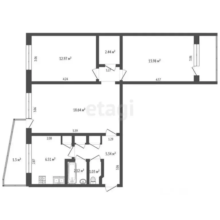 3-к кв. Мордовия, Саранск Гожувская ул., 42 (64.1 м) - Фото 1