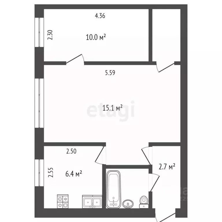 2-к кв. Вологодская область, Вологда ул. Тендрякова, 2 (41.8 м) - Фото 1