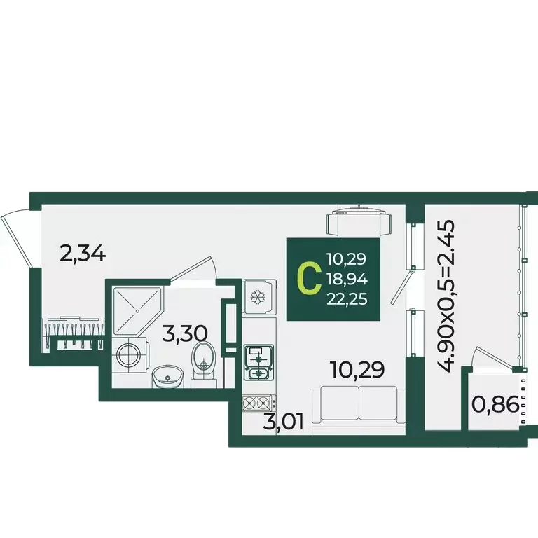 Квартира-студия: Краснодар, микрорайон Образцово (22.25 м) - Фото 1